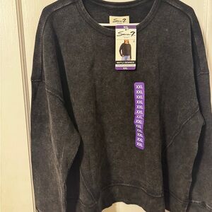 Seven7 Black Waffle Knit Sweatshirt